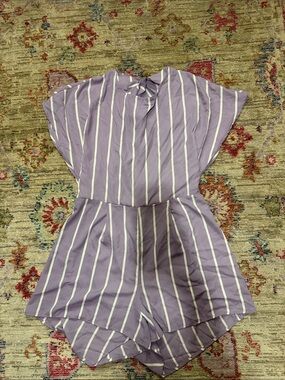 Women’s Lavender Stripe One-Piece Romper